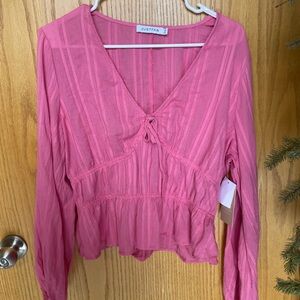 JustFab Vibrant Pink Blouse